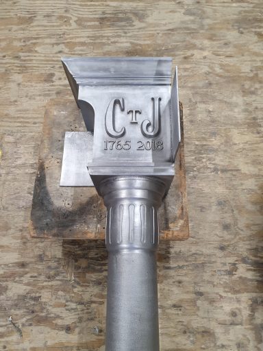 Ornamental lead rainwater hopping head for Canterbury Cathedral