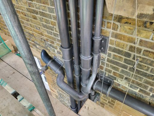 Lead rainwater pipes and lead soil pipes to Lansdowne house in Holland park